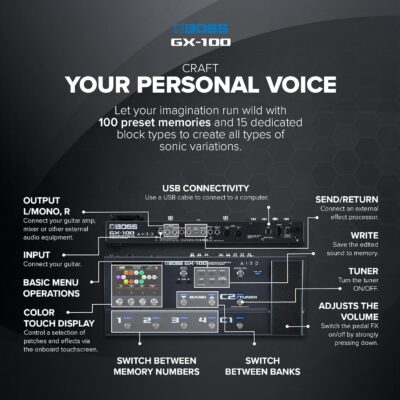 BOSS GX-100 | Advanced Guitar Effects Processor | Authentic Tube Amp Tone with AIRD Technology | 32 Amp Types & 170+ BOSS Effects Derived from the Flagship GT-1000