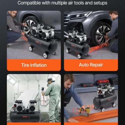 81Ss6fz9USL. AC SL1500 VEVOR Air Compressor, 20 Gallon Steel Tank, 4HP 10.6 CFM@90 PSI Oil Free Air Compressor & Max. 125PSI Pressure, 78dB Ultra Quiet Compressor for Auto Repair, Tire Inflation, Spray Painting (220V 60Hz)