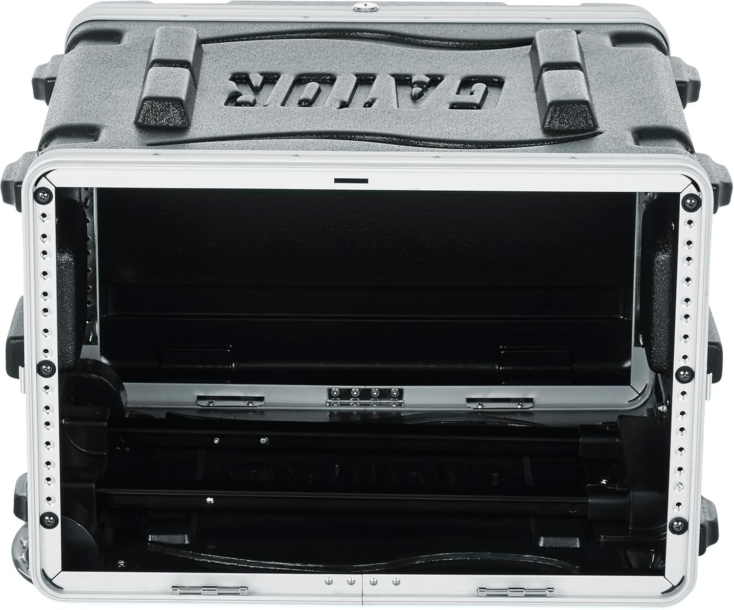 Gator Cases Lightweight Rolling 6U Rack Case with Heavy Duty Latches, Retractable Tow Handle, and Recessed Wheels, Standard 19.25 depth, (GRR-6L)