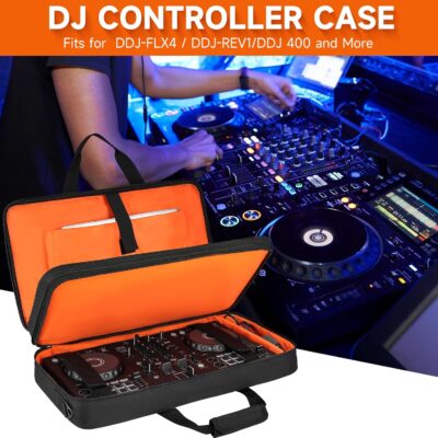 81TZ3qq0TzL. AC SL1500 DJ Controller Case Compatible with Pioneer DDJ-FLX4/DDJ-REV1/DDJ-400/DDJ-SB3/DDJ-RB,Padded DJ Controller Storage Bag Fits for Numark Mixtrack Pro FX/Platinum FX/Roland DJ-202 (21.5 x 12 x 2.5 in)