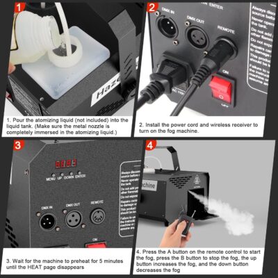 600W Stage Haze Machine: Continuous Output Fog Machine – Wireless Remote & DMX Control – Adjustable Smoke Outlet for Stage DJ Halloween Club Christmas Wedding Party Light Show