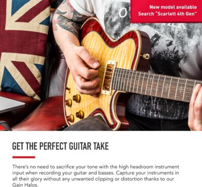 Focusrite Scarlett Solo 3rd Gen USB Audio Interface for Guitarists, Vocalists, Podcasters or Producers to record and playback studio quality sound