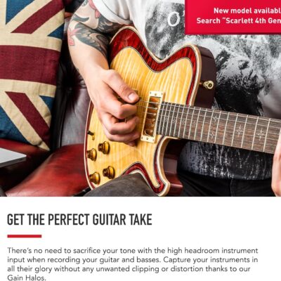 Focusrite Scarlett Solo 3rd Gen USB Audio Interface for Guitarists, Vocalists, Podcasters or Producers to record and playback studio quality sound