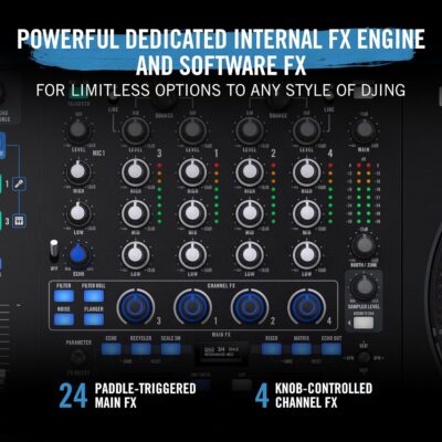 RANE FOUR Stems DJ Controller with 4 Decks, 8.5 Jog Wheels with Displays, Mixer with Internal FX, Serato DJ Pro and Pitch n Time Included