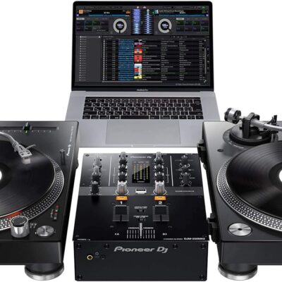 Pioneer DJM-250MK2 2-channel DJ Mixer with Pioneer PLX-500 White Direct Drive Turntables (Pair)