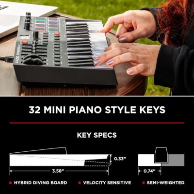M-AUDIO Oxygen Pro Mini 32-Key USB MIDI Keyboard Controller for MacOS and WinOS, with Beat Pads, Assignable Knobs and Faders, and Native Instruments Sound Pack (NKS Integration)