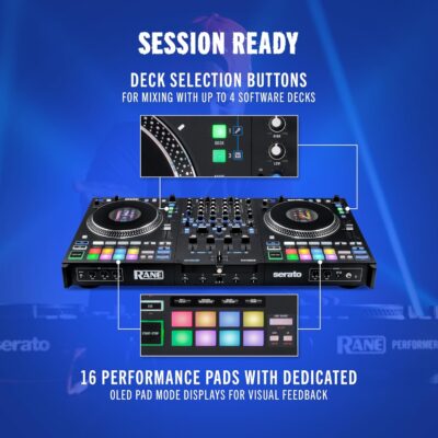RANE PERFORMER 4-Channel Motorized DJ Controller, 7 Platters with Displays, Precision Feel Faders, Stem Split, Advanced FX, Serato DJ Pro Included