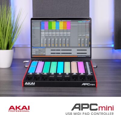 Akai Professional APC Mini MK2 – USB MIDI Pad Controller for Clip Launching with Ableton Live Lite, 64 RGB Pads, Drum and Note Mode and MIDI Mixer