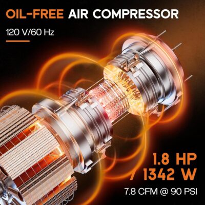 Albott 10 Gallon Vertical Air Compressor, 1.8 HP Electric Air Compressor with Copper Motor, 120 PSI Max, Portable Ultra Quiet Tank for Garage, Nailing, Tire Inflation