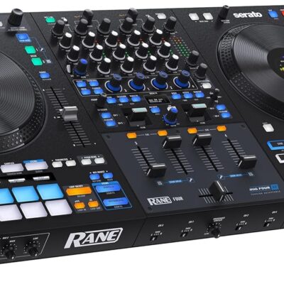 RANE FOUR Stems DJ Controller with 4 Decks, 8.5 Jog Wheels with Displays, Mixer with Internal FX, Serato DJ Pro and Pitch n Time Included