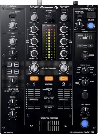 Pioneer DJM-450 2-Channel DJ Mixer with XDJ-1000MK2 Digital Performance DJ Media Player (Pair)