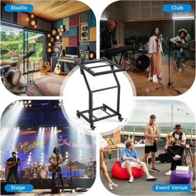 81WOY3Foy8L. AC SL1500 Goplus 9U DJ Mixer Stand, Adjustable Rack Mount Rolling Stage Cart with Lockable Wheels, Professional Studio Equipment Case Stand for Home, Office, Music Show, Performance Stages
