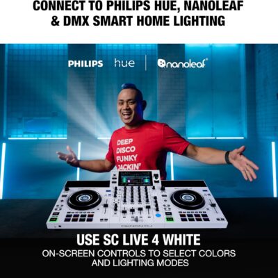 81X9ydeEeXL. AC SL1500 Denon DJ SC LIVE 4 WHITE – Standalone DJ Controller with Stems on 4-Decks, Wi-Fi Streaming, Build-in Speakers, Serato DJ and Virtual DJ Compatible