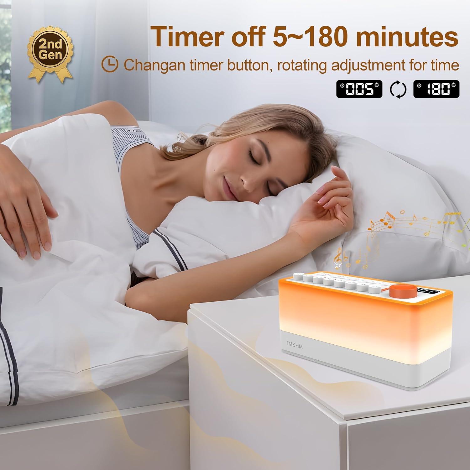 3-in-1 Sleep Sound Machine with 8 Mixable Nature Sounds, Portable Bluetooth Speaker & 12-Color Night Light, White Noise, Sleep Timer & Breathing Exercises for Babies, Kids, and Adults