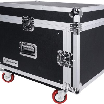 Sound Town High-Quality 1/2 (12mm) Plywood 8U PA DJ Pro Audio Rack/Road ATA Case with 11U Slant Mixer Top, Locking Drawer, 20.2 Rackable Depth and Casters (STMR-8D2)