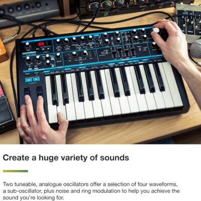 Novation Bass Station II Analog Monosynth – includes 64 factory patches, pattern-based step sequencer and arpeggiator, two oscillators plus an additional sub oscillator