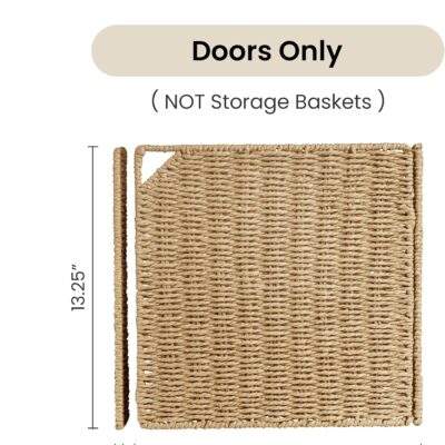 81XiaM3HpL. AC SL1500 AELS 13 Handwoven Natural Fibre Doors for Cube Storage Shelf, Set of 4, Boho Straw Shelf Cover for Bookcase & Open Bookshelf, Rustic Farmhouse Home Decor, fit IKEA Kallax Shelf, Natural (Door ONLY)