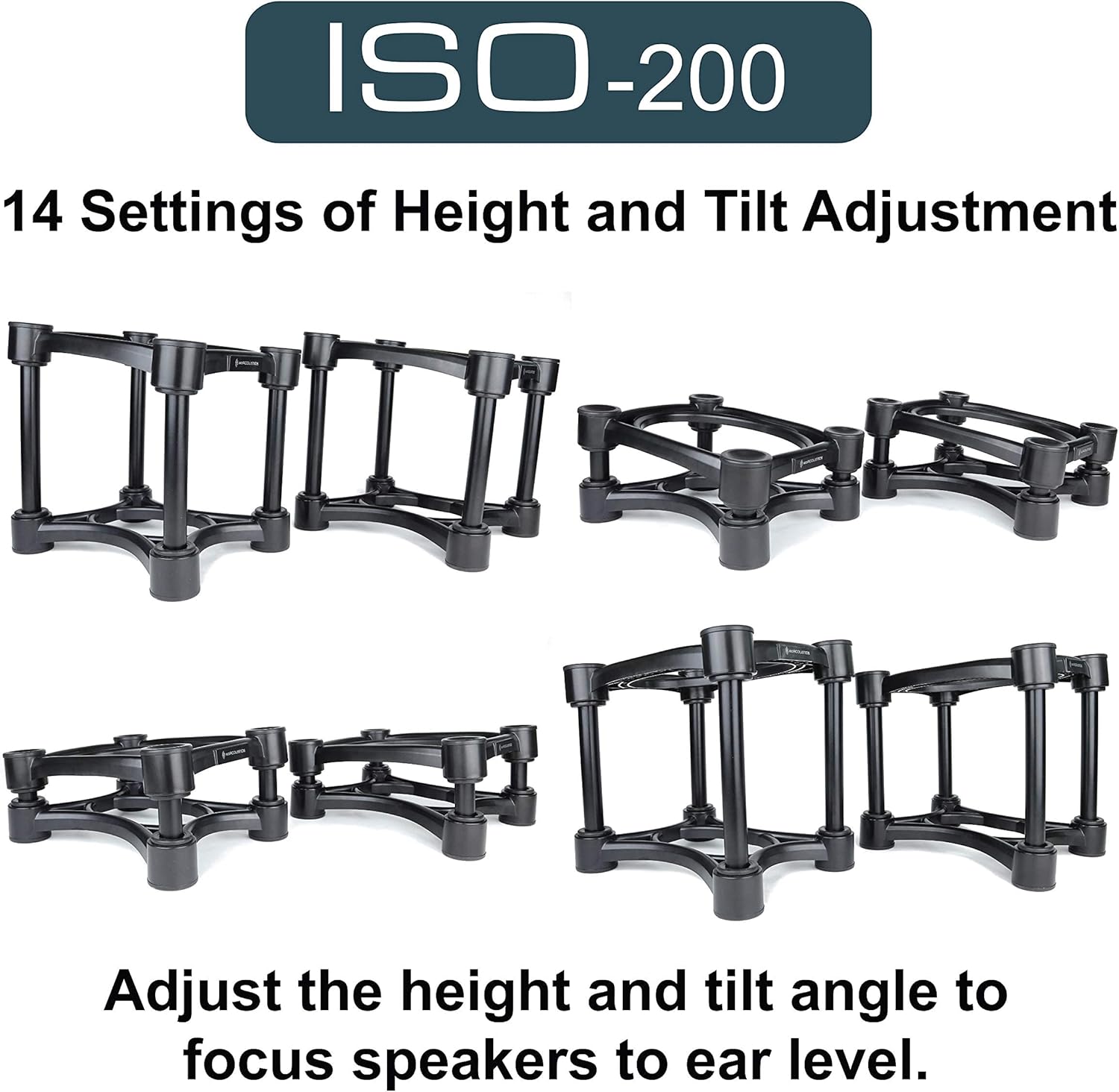 IsoAcoustics Iso-Stand Series Speaker Isolation Stands with Height & Tilt Adjustment: Iso-200 (7.8 x 10) Pair
