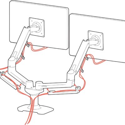 Ergotron – LX Dual Monitor Arm, VESA Desk Mount – for 2 Monitors Up to 27 Inches, 7 to 20 lbs Each – White