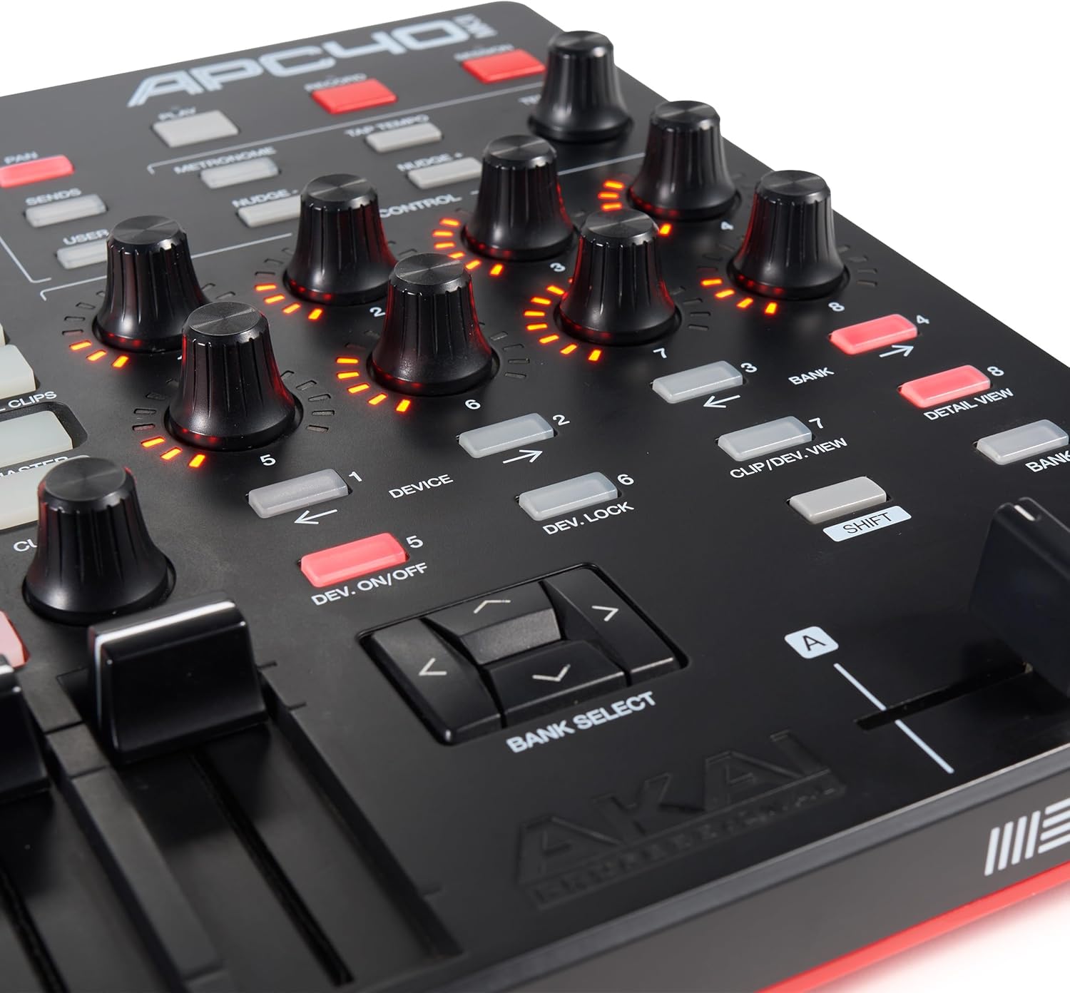 Akai Professional APC40 MKII – USB MIDI Controller for 1 to 1 Mapping with Ableton Live Lite with 5×8 Clip Launch Matrix, Knobs and Faders, Pro Software Suite Included