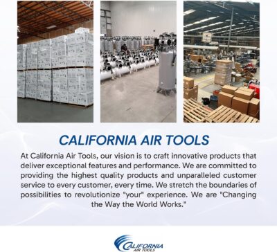 California Air Tools CAT-4610S Ultra Quiet & Oil-Free 1.0 hp 4.6 gallon Steel Twin Tank Electric Portable Air Compressor, Silver