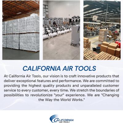 California Air Tools CAT-4610S Ultra Quiet & Oil-Free 1.0 hp 4.6 gallon Steel Twin Tank Electric Portable Air Compressor, Silver