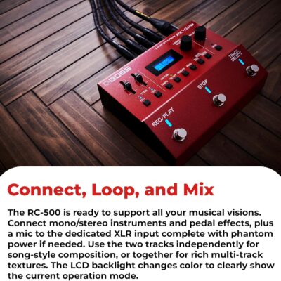81Z3oH8vo L. AC SL1500 Boss RC-500 Loop Station Bundle with Gearlux Power Supply, Instrument Cable, Patch Cable, and Picks