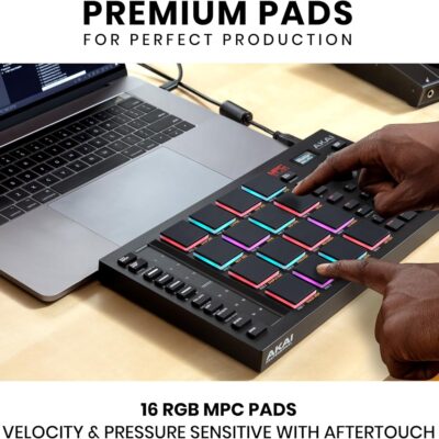 Akai Professional MPC Studio MIDI Controller Beat Maker with 16 Velocity Sensitive RGB Pads, MPC Software, Assignable Touch Strip and LCD Display