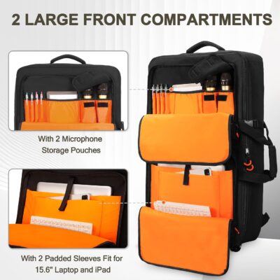 81ZDW1o2zxL. AC SL1500 DJ Controller Bag Backpack with Wheels Compatible with Pioneer XDJ RX2/ XDJ RX3/ XDJ-RX/DDJ FLX10/ DDJ REV7/ DDJ 1000, Wheeled DJ Carrying Case with 2 Accessory Pocket, Padded DJ Mixer Bag