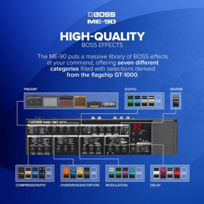 81ZHEK4OZjL. AC SL1500 BOSS ME-90 Guitar Multi-Effects | All-In-One Guitar Processor | 11 Onboard AIRD Amp Models | 60 Effects derived from the GT-1000 | 8 Multi-Function Footswitches & Redesigned Expression Pedal