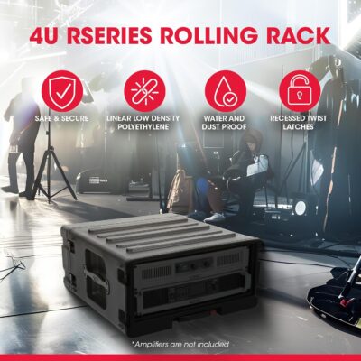 81aPGViRpGL. AC SL1500 SKB 4U rSeries Rolling Rack with Integrated Back Wheels and 1-Touch Pull Handle, Comes with 4 Rack Units and Interlocking Molded Stacking Bars