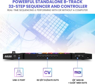 81aYbLMd1L. AC SL1500 Akai Professional APC64 Ableton MIDI Controller with 8 Touch Strips, Step Sequencer, 64 RGB Velocity-Sensitive Pads, CV Gates, MIDI In and Out, USB-C