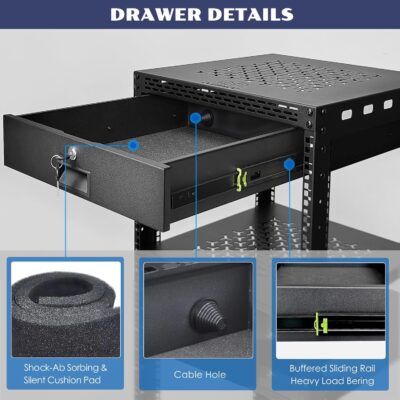 81bnMZP4spL. AC SL1500 24U Server Rack Cabinet with Drawer & 2 PCS Full Size Rack Shelves – Integrated Top/Bottom Panels, 4 Rolling Wheels for 19 Equipment & Home Lab Studio