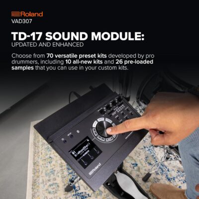 Roland VAD307 V-Drums | Premium 5-Piece Electronic Acoustic Design Drum Kit with Shallow-Depth Shells