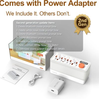 81cs19da6mL. AC SL1500 3-in-1 Sleep Sound Machine with 8 Mixable Nature Sounds, Portable Bluetooth Speaker & 12-Color Night Light, White Noise, Sleep Timer & Breathing Exercises for Babies, Kids, and Adults