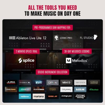 81d1rauKGHL. AC SL1500 Akai Professional MPK Mini IV USB-C MIDI Keyboard Controller for Beginners and Producers – MPC Drum Pads, 360° Knobs, Pitch and Mod Wheels, Production Software, Native Instruments Sound Package, Grey