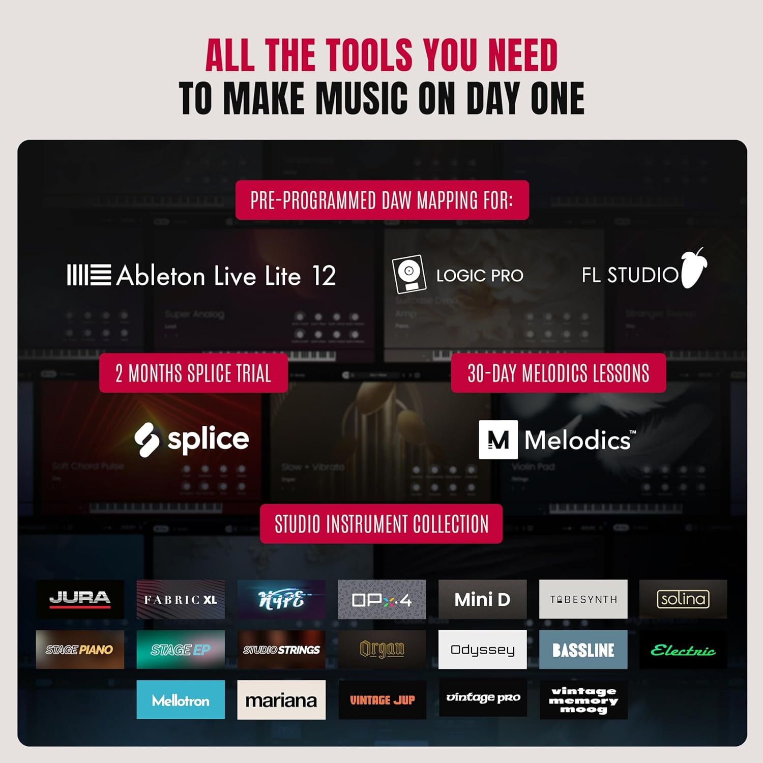 Akai Professional MPK Mini IV USB-C MIDI Keyboard Controller for Beginners and Producers – MPC Drum Pads, 360° Knobs, Pitch and Mod Wheels, Production Software, Native Instruments Sound Package, Grey