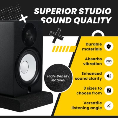 Sound Addicted – Studio Monitor Isolation Pads for 5 Inch Monitors, Pair of Two High Density Acoustic Foam which Fits Most Speaker Stands | SMPad 5