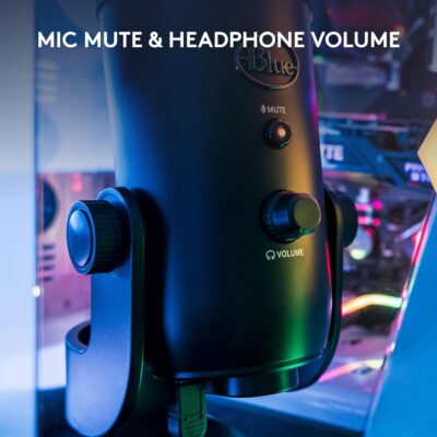Logitech Creators Blue Yeti USB Microphone for PC, Mac, Gaming, Recording, Streaming, Podcasting, Studio and Computer Condenser Mic with Blue VO!CE effects, 4 Pickup Patterns, Plug and Play – Blackout
