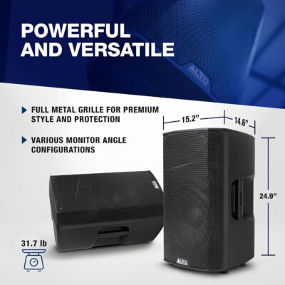 ALTO TX415 700W 15 Powered PA Speaker with TWS Bluetooth, 2-Channel Mixer, for Outdoor DJ or Band Performances, Rehersals, Venues or Events