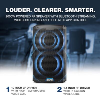 81fDINWo2WL. AC SL1500 ALTO TS410 2000W 10 Powered PA Speaker with 3 Channel Mixer, Bluetooth Streaming, Wireless Loudspeaker Linking, DSP App