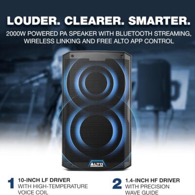 81fDINWo2WL. AC SL1500 ALTO TS410 2000W 10 Powered PA Speaker with 3 Channel Mixer, Bluetooth Streaming, Wireless Loudspeaker Linking, DSP App