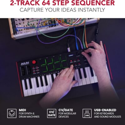 Akai Professional MPK Mini Plus – USB MIDI Keyboard Controller with 37 Mini Keys, 8 MPC Pads, Sequencer, MIDI/CV/Gate I/O, Music Production Software and Native Instruments Sound Package