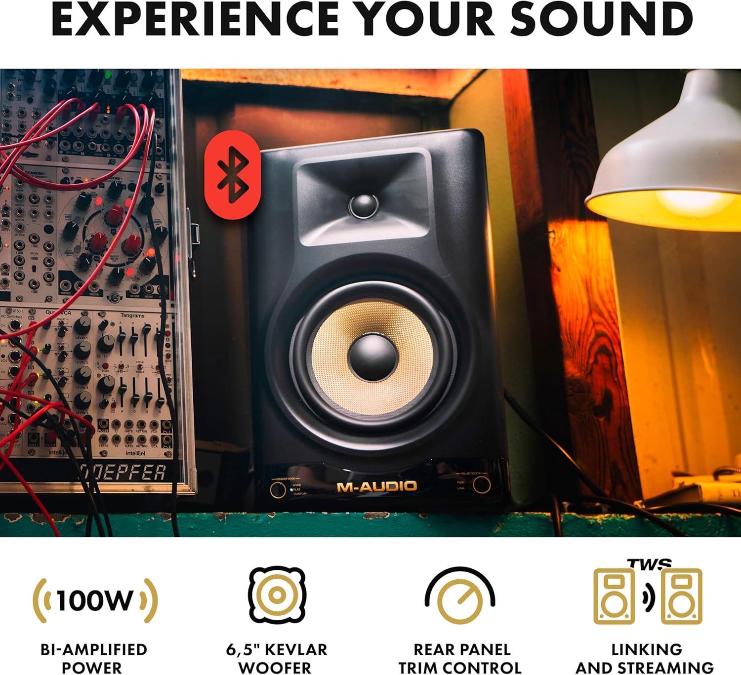 Denon DJ SC Live 4 DJ Controller and M-AUDIO Forty Sixty Pair Studio Monitors for Studio Recording, Music Production, Podcasting, Streaming