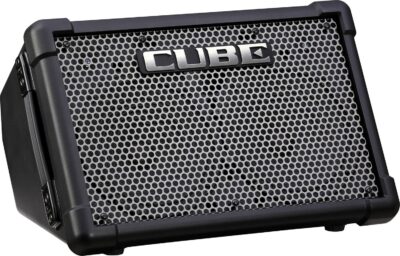 Roland Cube Street EX 4-Channel 50-Watt Battery-Powered Amplifier Bundle with Microphone, Instrument Cable, Batteries, and Austin Bazaar Polishing Cloth