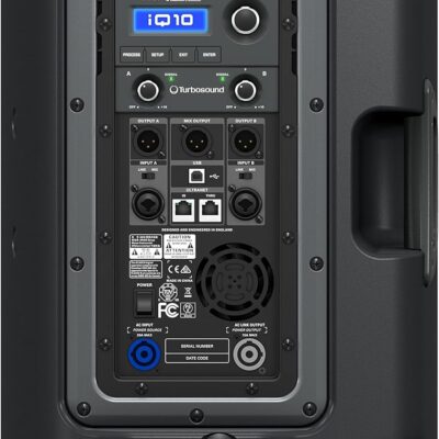 Turbosound iQ10 2500 Watt 2 Way 10 Powered Loudspeaker with Klark Teknik DSP Technology, Speaker Modelling and ULTRANET Networking