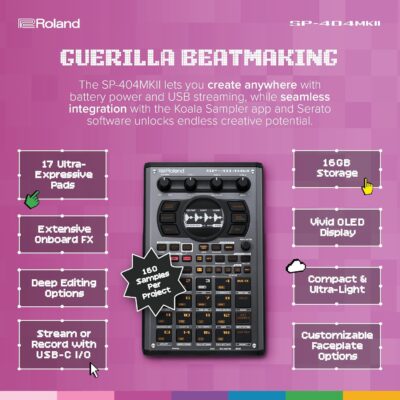 Roland SP-404MKII Creative Sampler and Effector | The Legendary SP-404 Beat Maker with Some Serious Upgrades | Fast workflow | 16GB Internal Storage | 32-Voice Polyphony | 160 Samples Per Project