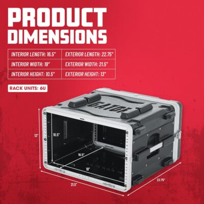 81htB54GMSL. AC SL1500 Gator Cases Lightweight Molded 6U Rack Case with Heavy Duty Latches, Standard 19.25 Depth (GR-6L)