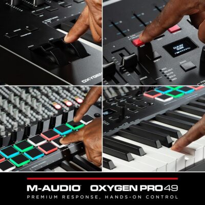 81hvkk7S9FL. AC SL1500 M-AUDIO Oxygen Pro 49 Key USB MIDI Keyboard Controller With Beat Pads, MIDI-assignable Knobs, Buttons and Faders, and Native Instruments Sound Package (NKS Integration)