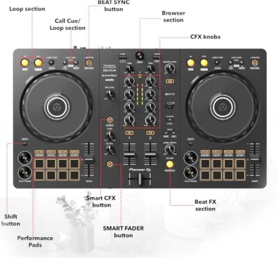 Pioneer DJ DDJ-FLX4 2-Channel DJ Controller – Black Bundle with Carrying Case and Austin Bazaar Polishing Cloth